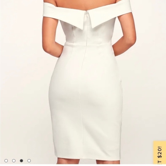 Lulu's white off shoulder fitted bodycon midi dress cocktail bridal evening - Picture 8 of 11